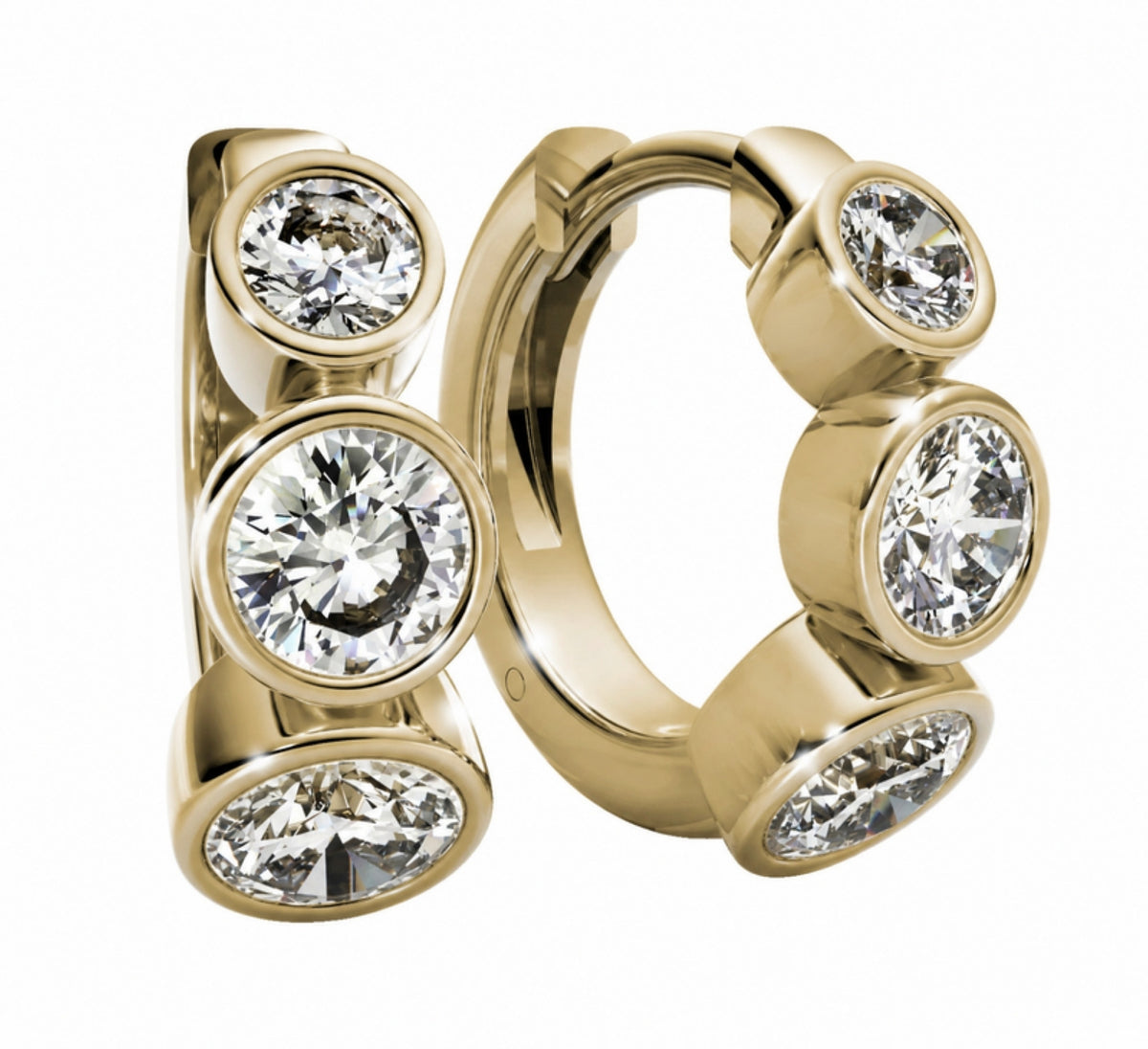 The Muse Bezel Huggies in yellow gold