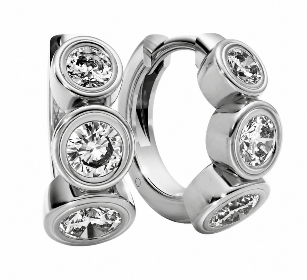 The Muse Bezel Huggies in white gold
