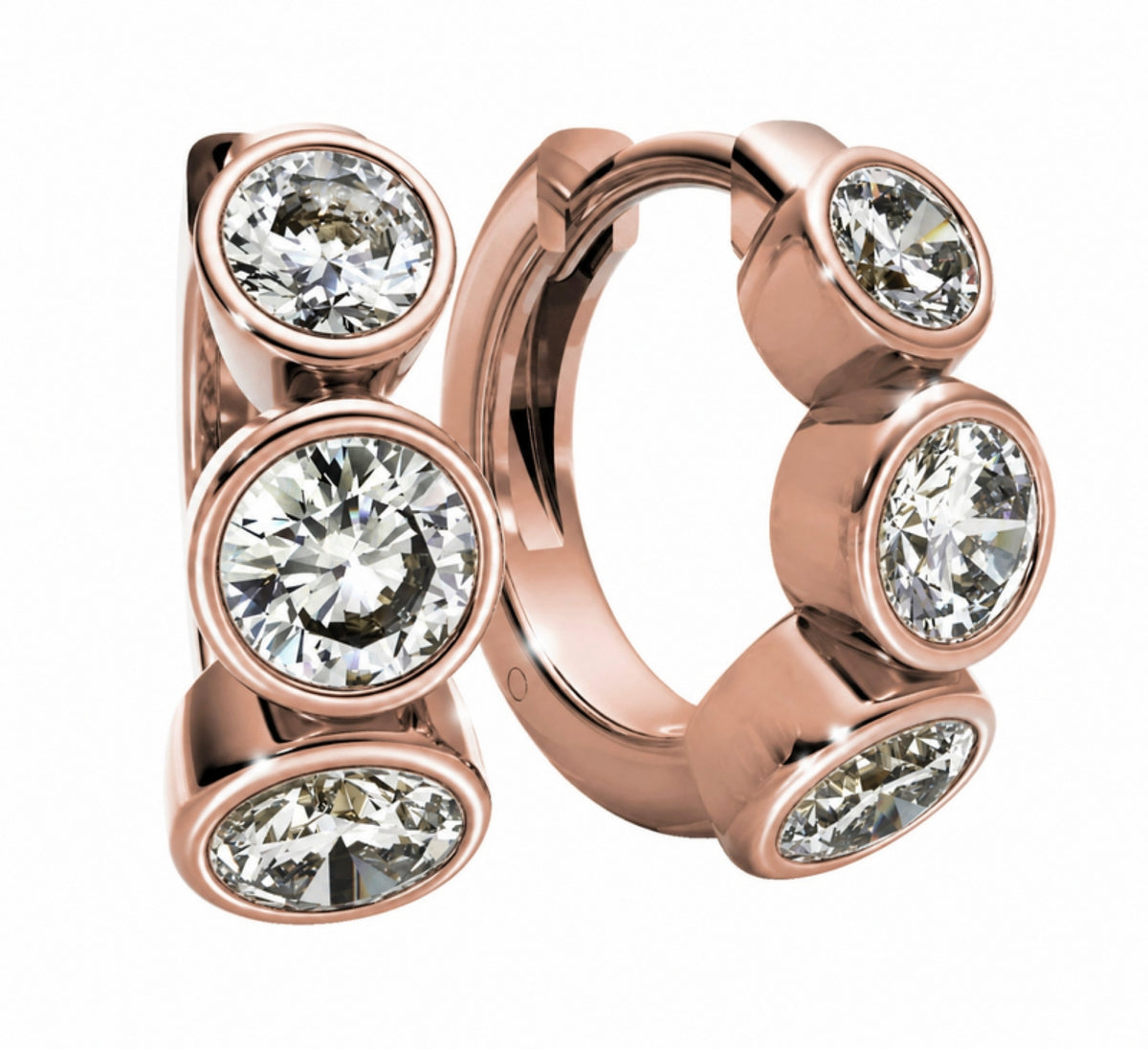 The Muse Bezel Huggies in rose gold